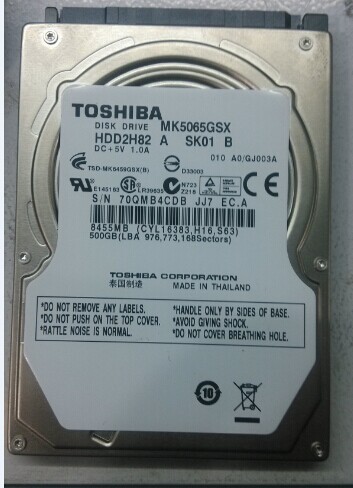东芝500GBMK5065GSX硬盘磁头不良  开盘数据恢复