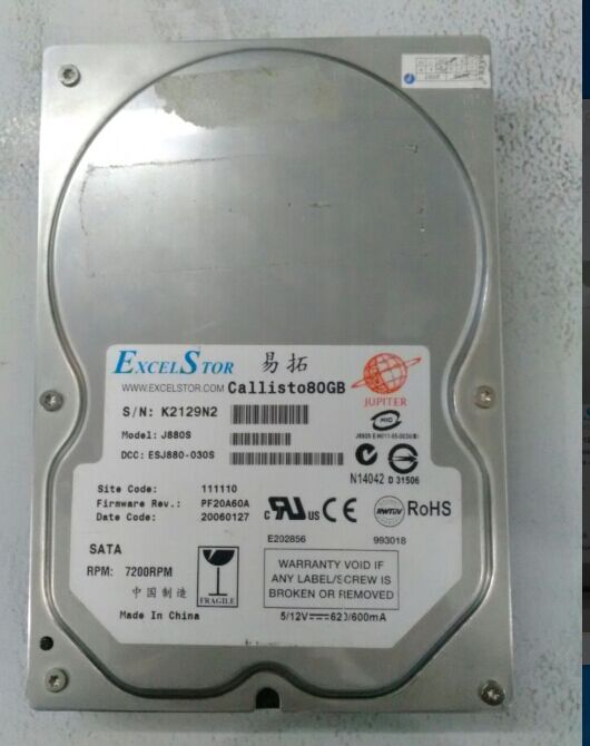 数据恢复易拓80GB  J880S台式机硬盘   不认盘   数据无法访问   数据恢复成功