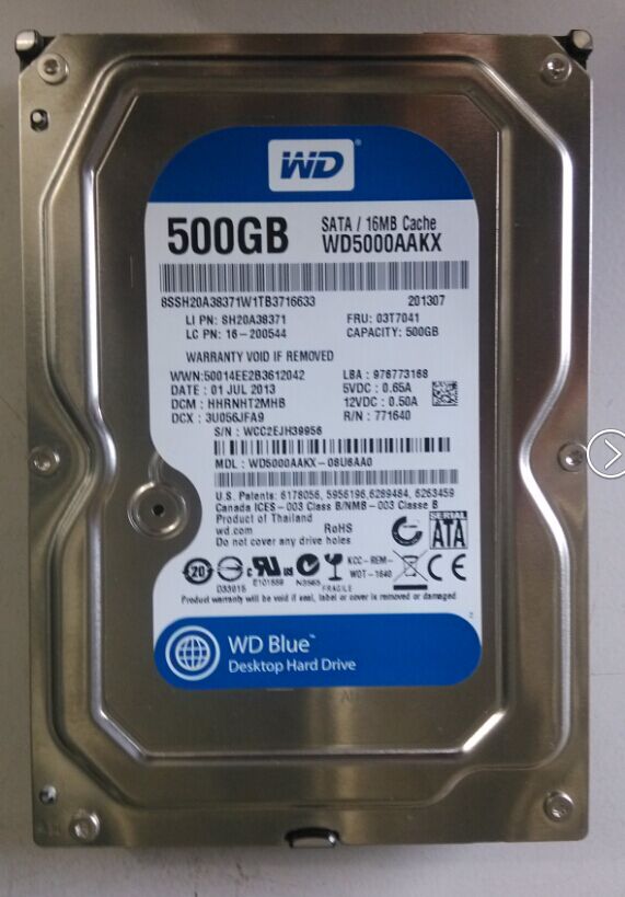 西数数据恢复WD5000AAKX-08U6AA0台式机500GB硬盘，磁头损坏，开盘数据恢复成功