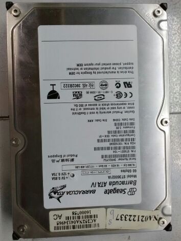 希捷数据恢复ST360021A   60G台式机硬盘，磁头损坏，开盘数据恢复