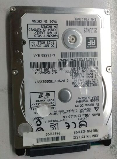 数据恢复日立250GBHTS725050A7E630笔记本硬盘，磁头损坏 开盘数据恢复成功