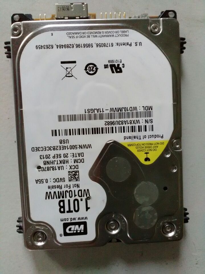 数据恢复西数WD10JMVW-11AJGS1 USB 3.0 1TB移动硬盘 摔坏 磁头损坏 开盘数据恢复成功