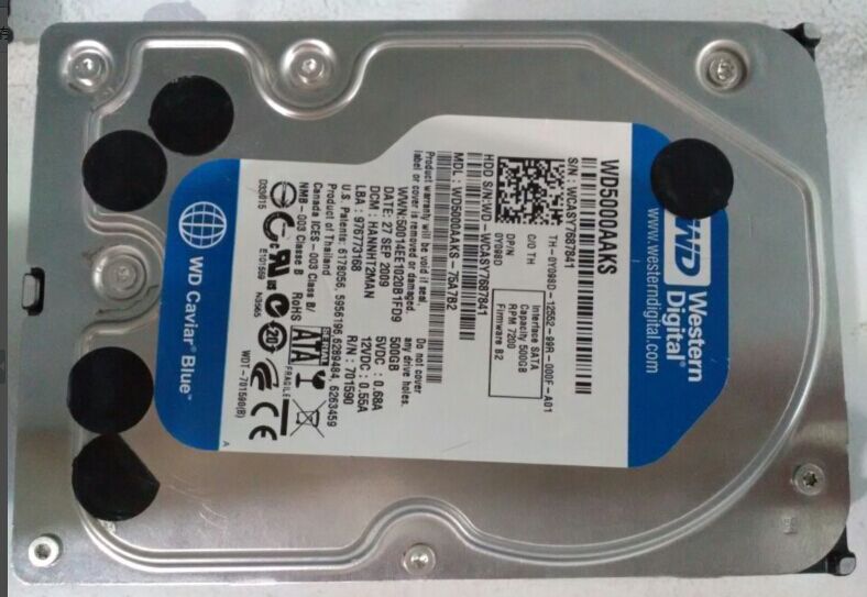 西数数据恢复WD5000AAKS-75A7B2台式机500G硬盘，磁头损坏，开盘数据恢复成功
