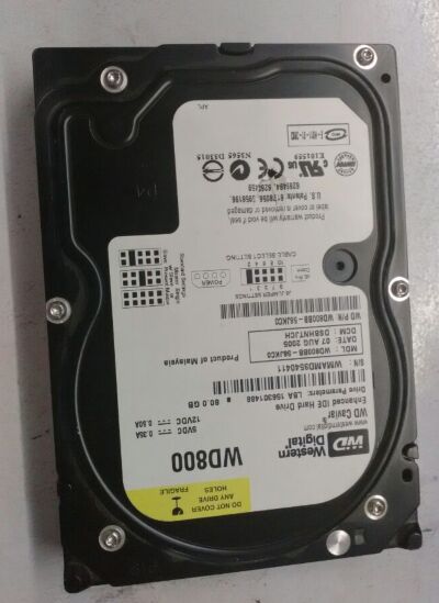 西数数据恢复WD800BB-56JKC0台式机80GB硬盘，磁头损坏，开盘数据恢复成功