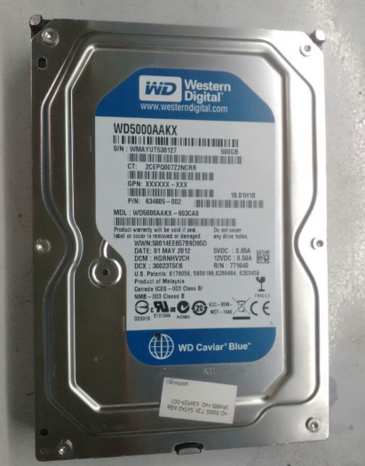 西数数据恢复WD5000AAKX-603CA0台式机500GB硬盘，磁头损坏，开盘数据恢复成功