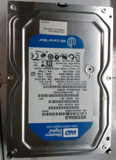 西数数据恢复WD3200AAJS-60Z0A0台式机320G硬盘，磁头损坏，开盘数据恢复成功