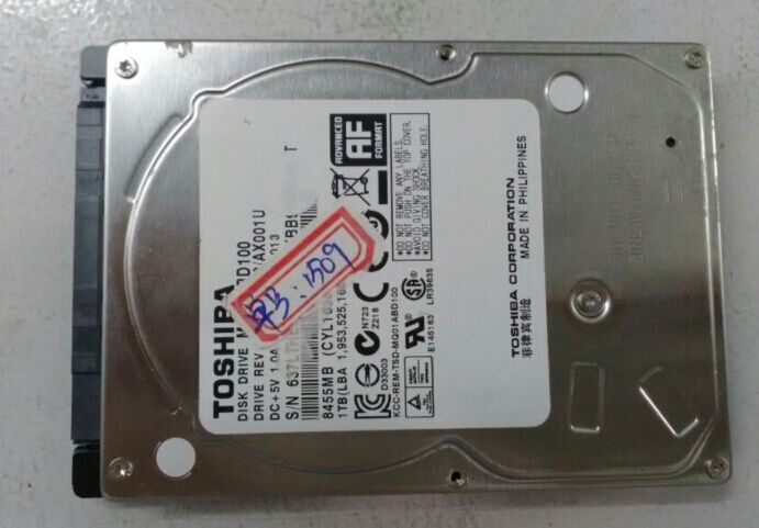 东芝数据恢复MQ01ABD100   1000GB笔记本硬盘，磁头损坏，开盘数据恢复成功